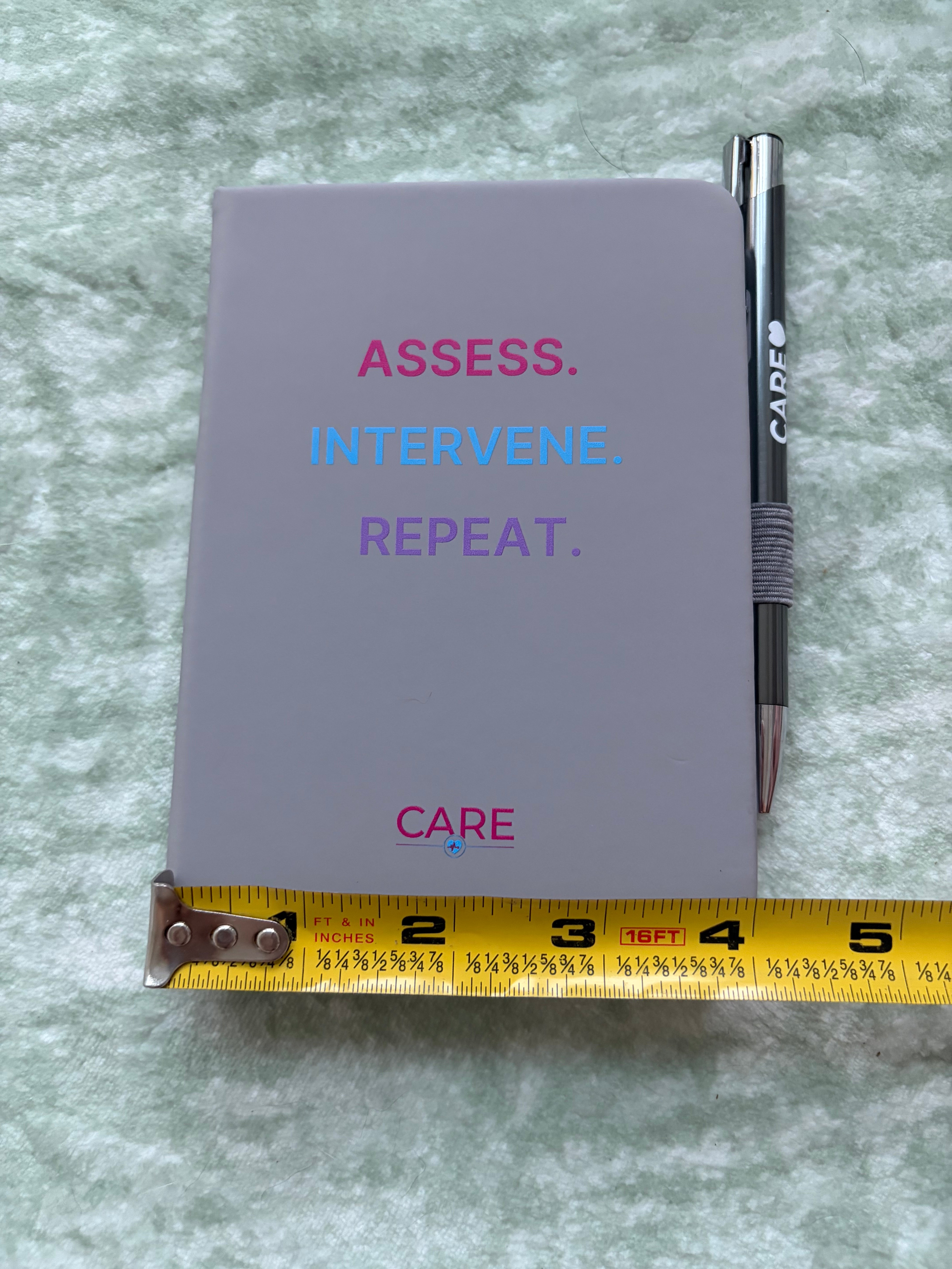 Assess, Intervene, Repeat. Medical Pocket Notebook with Care Pen