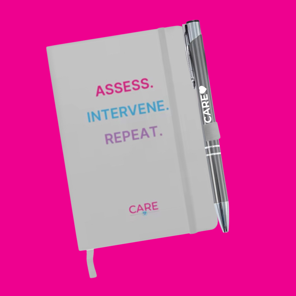 Assess, Intervene, Repeat. Medical Pocket Notebook with Care Pen